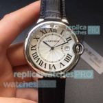 AAA replica Cartier Ballon Bleu Swiss Quartz black leather strap 